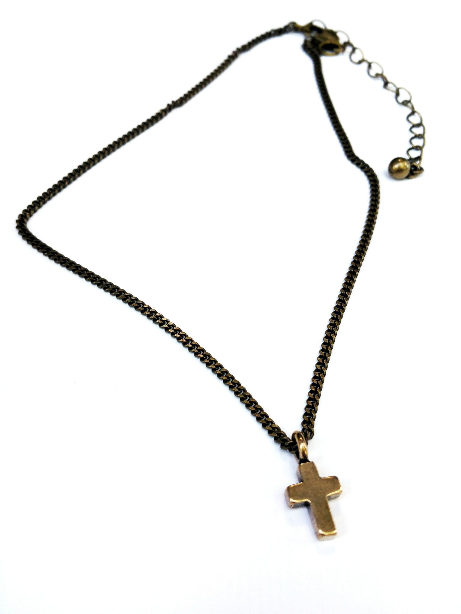 Mini Cross of Comfort Necklace - Bronze Choker Charm by Forged By Fire — view 1 of 4