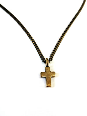 Mini Cross of Comfort Necklace - Bronze Choker Charm by Forged By Fire — view 2 of 4