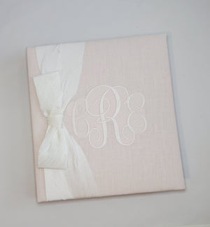 Baby Memory Book - Pink Linen (w/ SILK Bow) by AP Creations in Tuscaloosa, paper gift detail photo 5