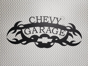 Chevy Garage Metal Sign – Custom Plasma Cut Steel Wall Decor for Garage, Shop, or Mancave