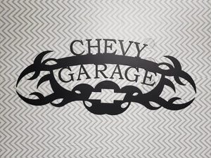 Chevy Garage Metal Sign – Custom Plasma Cut Steel Wall Decor for Garage, Shop, or Mancave detail view by Martin Metalwork LLC