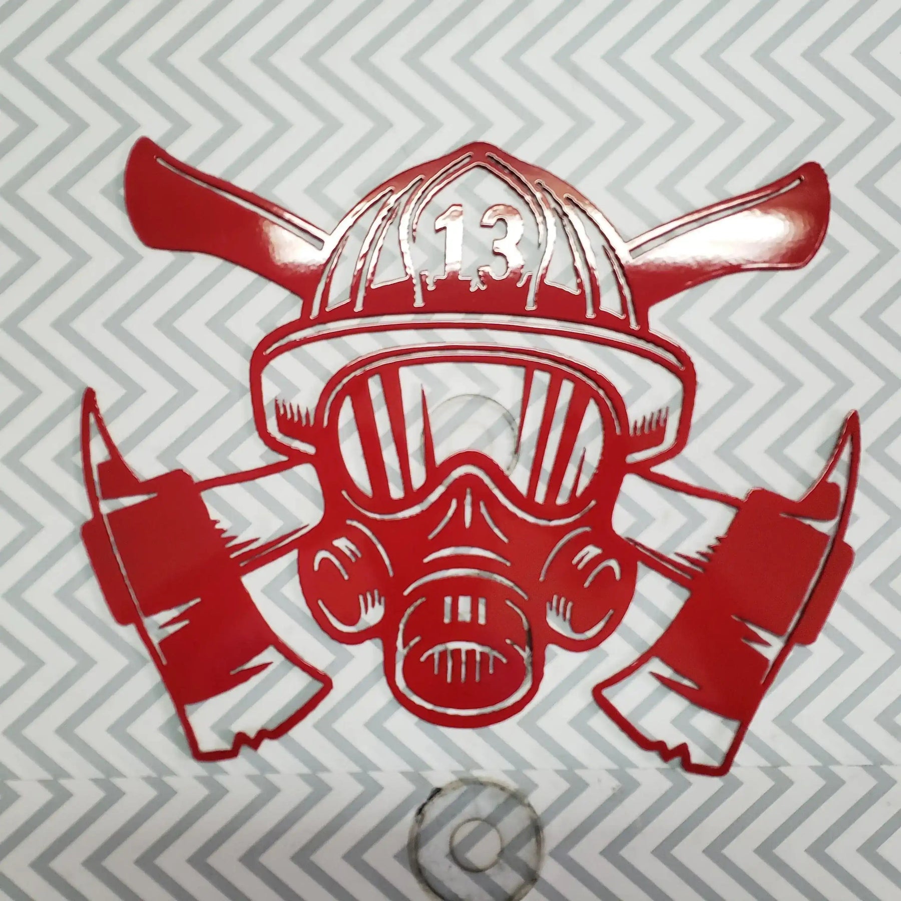 Custom Fireman Wall Art with Axe – Personalized Station Number – Firefighter Metal Plaque Memorial – Hero Gift detail view by