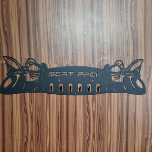Dodge 30" SRT Scat Pack Towel, Coat, and Hat Rack – Steel Wall Organizer