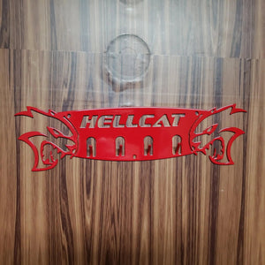 Dodge Hellcat Keychain Rack – Steel Wall Mounted Muscle Car Organizer detail view by Martin Metalwork LLC