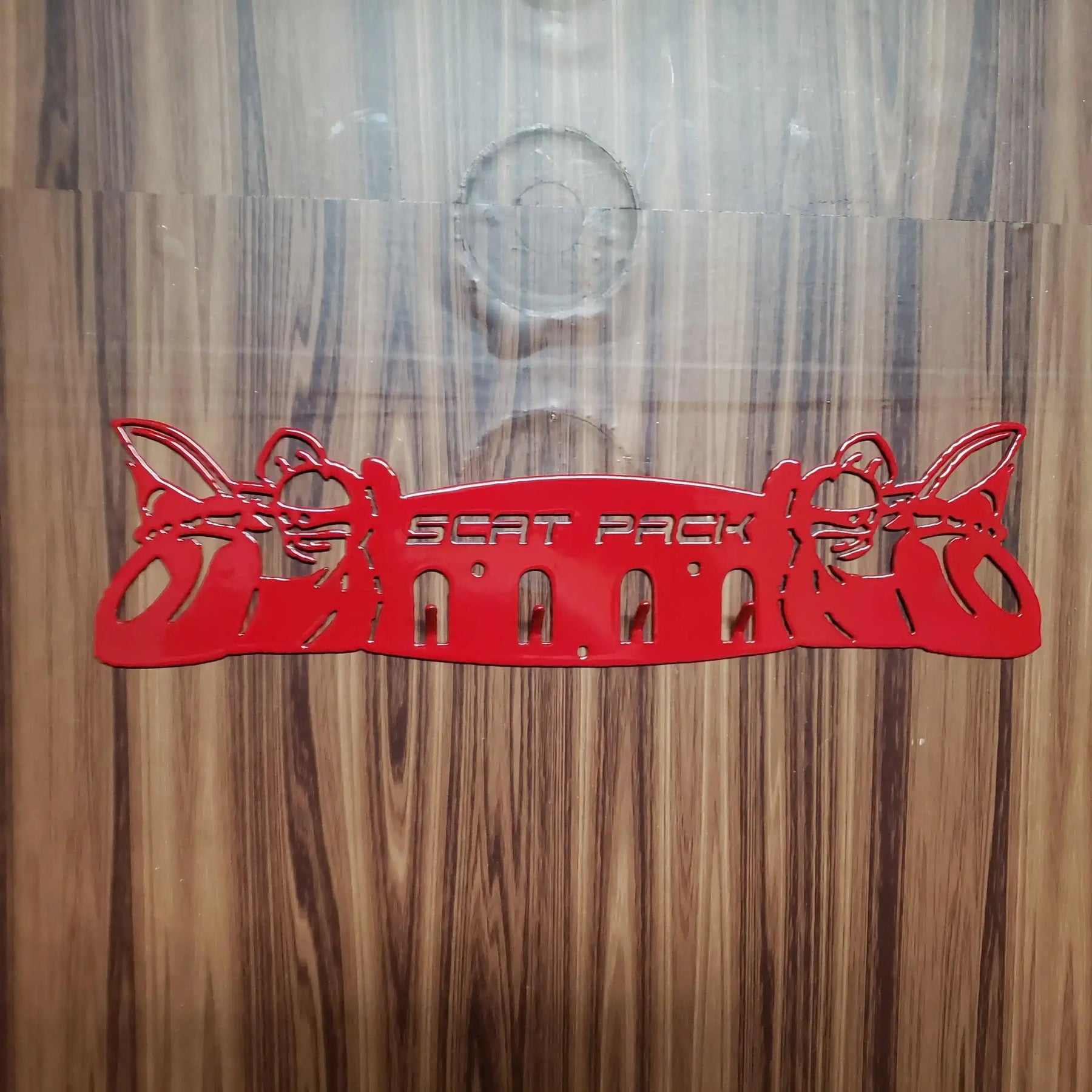 Dodge SRT Scat Pack Keychain Rack – Steel Wall Mounted Muscle Car Organizer detail view by Martin Metalwork LLC