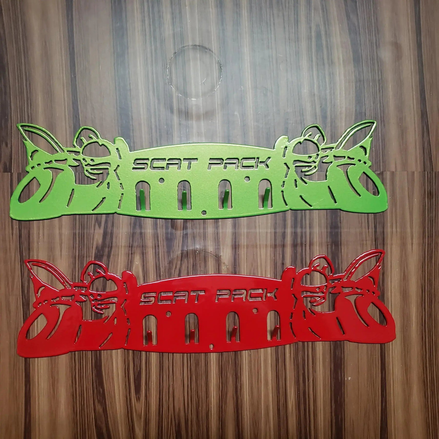 Dodge SRT Scat Pack Keychain Rack – Steel Wall Mounted Muscle Car Organizer detail view by Martin Metalwork LLC