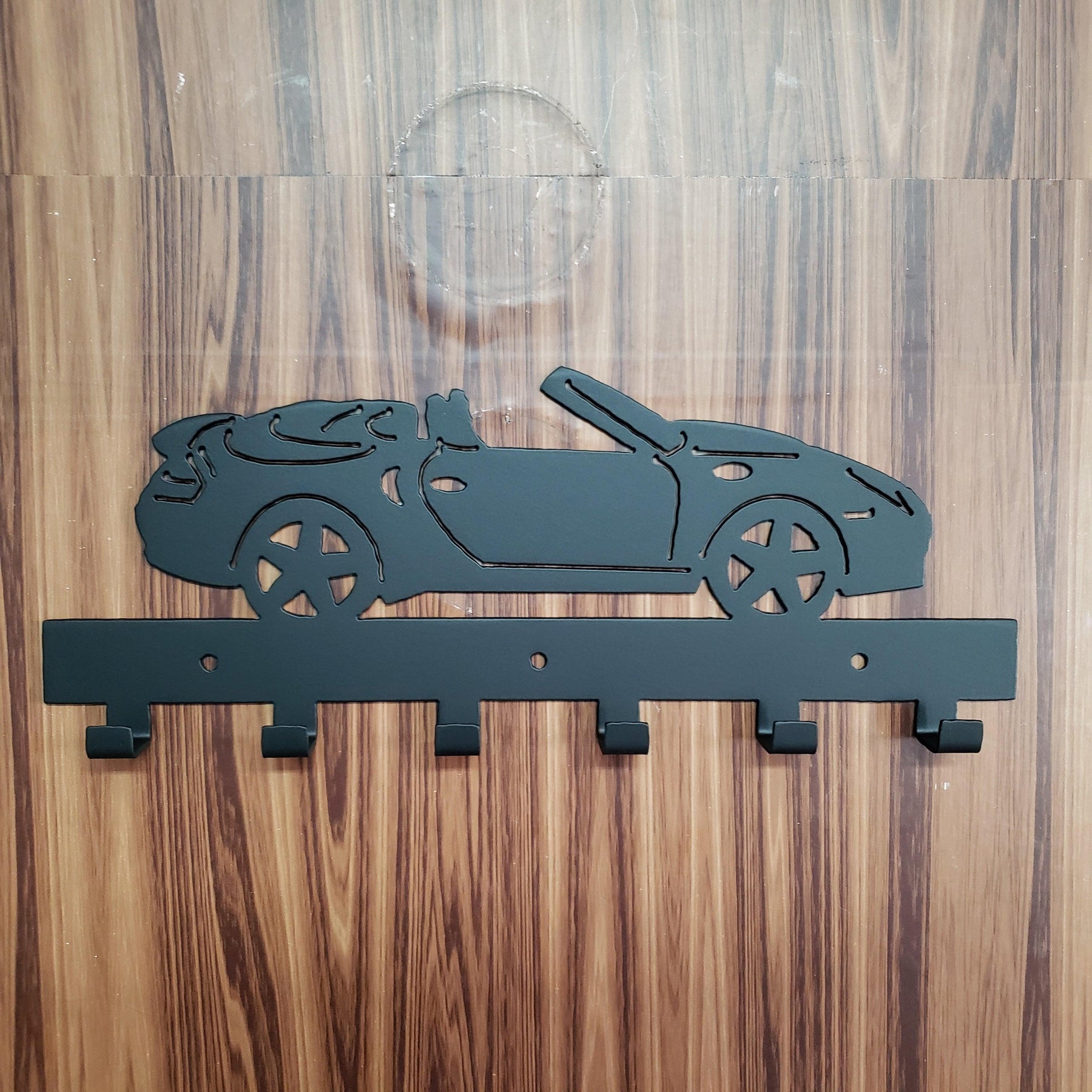 Porsche 911 Convertible Key Hanger – Steel Wall Mounted Key Rack – Sport Car Organizer 12"x6" Garage Entryway Decor