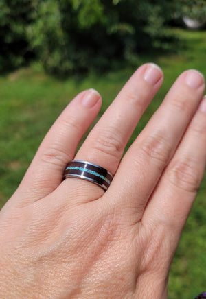 Turquoise and Walnut Wedding Band