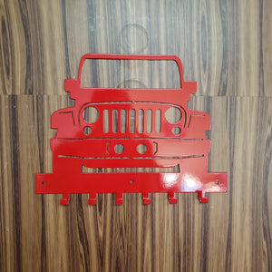 Jeep JK Key Hanger – Full Front End Steel Wall Mounted Key Rack – Wrangler JK Organizer 12"x10" Garage Entryway Man Cave Decor