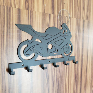 2007 Suzuki GSXR Motorcycle Keychain Rack – Steel Wall Mounted Sportbike Organizer detail view by Martin Metalwork LLC