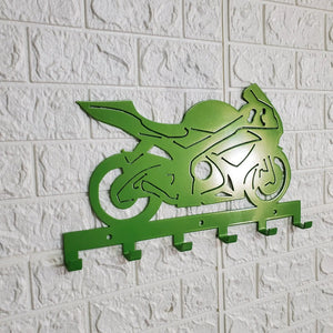 2007 Suzuki GSXR Motorcycle Keychain Rack – Steel Wall Mounted Sportbike Organizer detail view by Martin Metalwork LLC