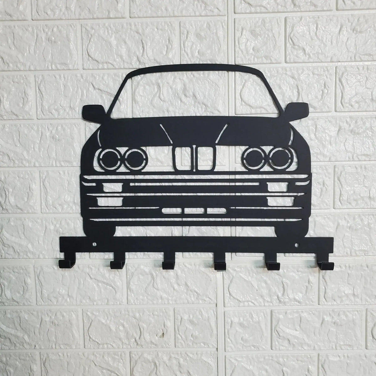 BMW E30 Key Holder – Full Front View Steel Wall Mounted Key Rack – Classic Car Organizer 12"x8" by Martin Metalwork LLC