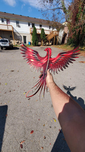 23-inch Phoenix metal wall decor with translucent finish