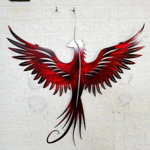 Powder-coated Phoenix metal wall sculpture