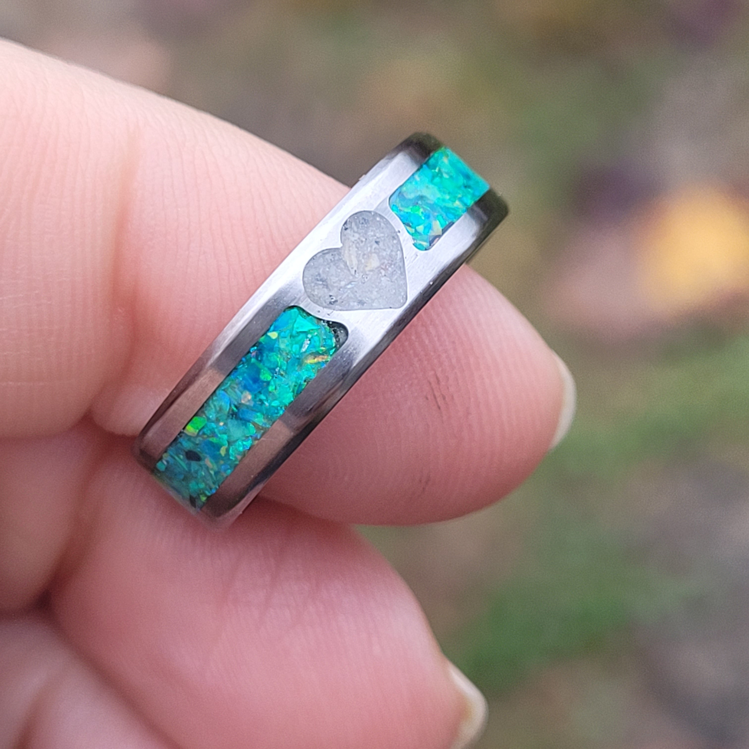 You are My Heart Memorial Ring - Titanium Band by Cotton Street Art Company, handmade jewelry detail photo 2