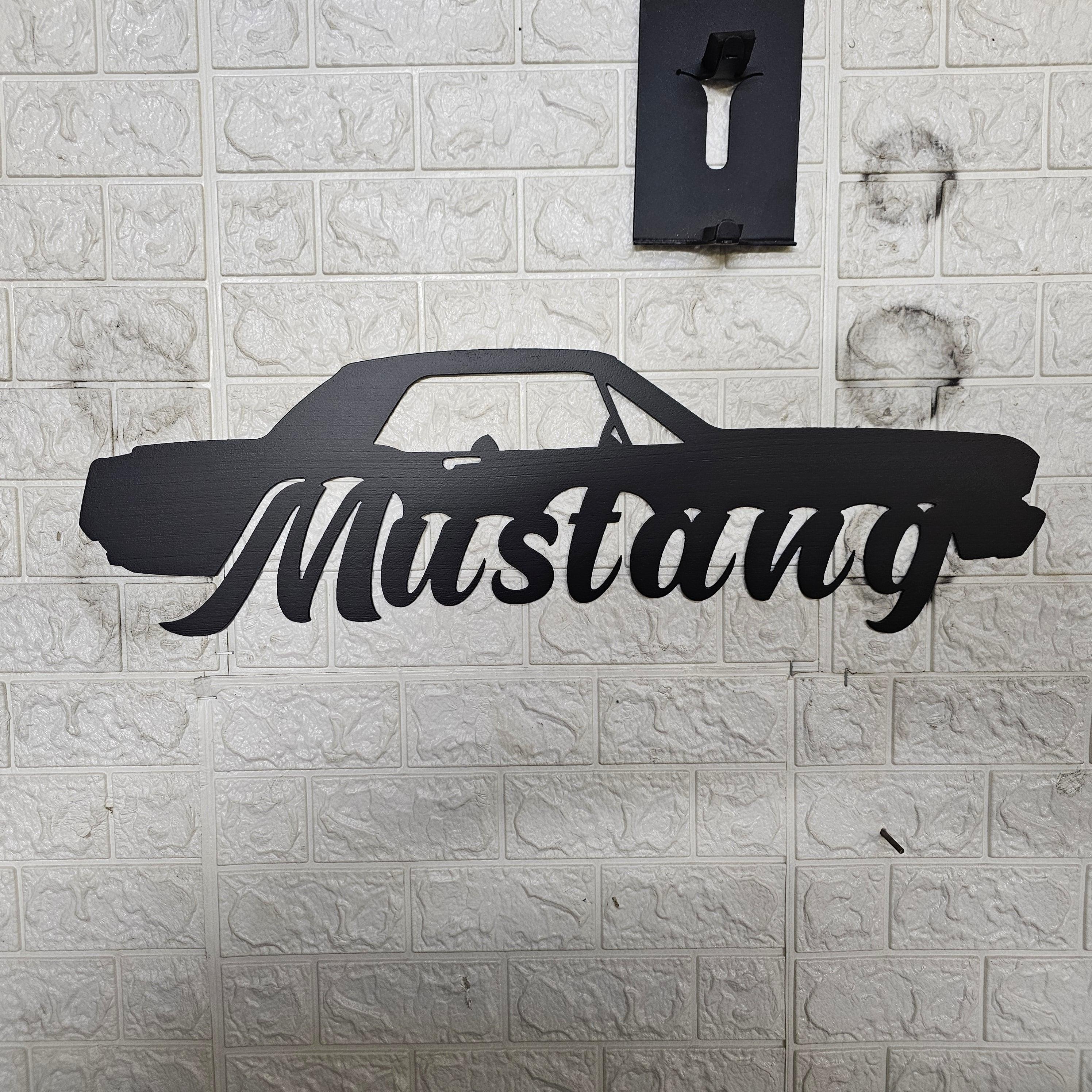 Classic Coupe Mustang Metal Wall Art – Vintage Car Silhouette Decor for Garage, Office, or Mancave, Custom Powder Coated Steel