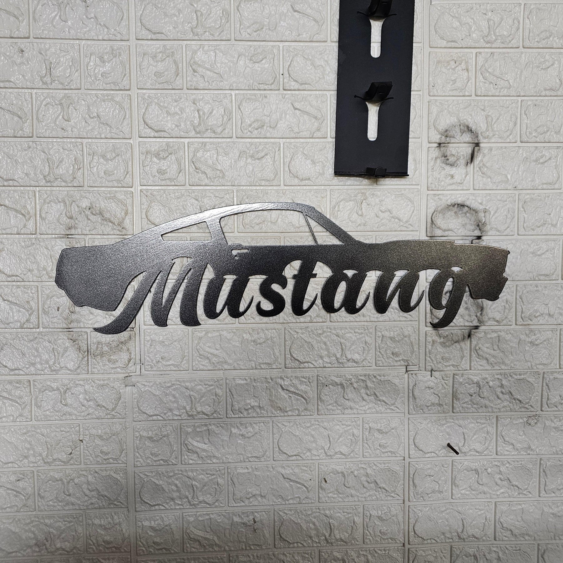 Classic Mustang Fastback Metal Wall Art – Plasma Cut Steel Garage Decor – Retro Car Gift for Mancave, Office, or Bar 20"x6"