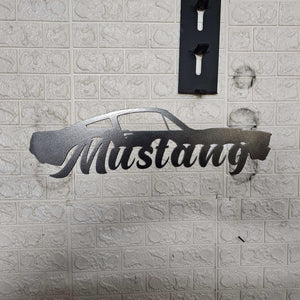 Classic Mustang Fastback Metal Wall Art – Plasma Cut Steel Garage Decor – Retro Car Gift for Mancave, Office, or Bar 20"x6"