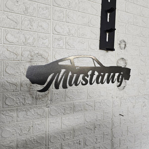 Classic Mustang Fastback Metal Wall Art – Plasma Cut Steel Garage Decor – Retro Car Gift for Mancave, Office, or Bar 20"x6"