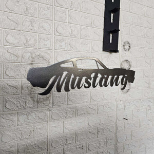 Classic Mustang Fastback Metal Wall Art – Plasma Cut Steel Garage Decor – Retro Car Gift for Mancave, Office, or Bar 20"x6"