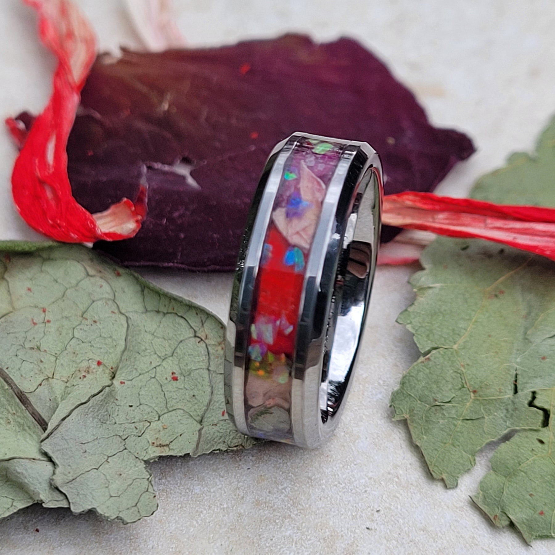 Dried Flowers & Opal Ring ~ Handmade with the Flowers You Send