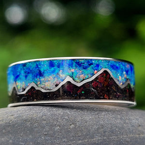 Keepsake Memory Ring "Mountains On My Mind" Titanium Band