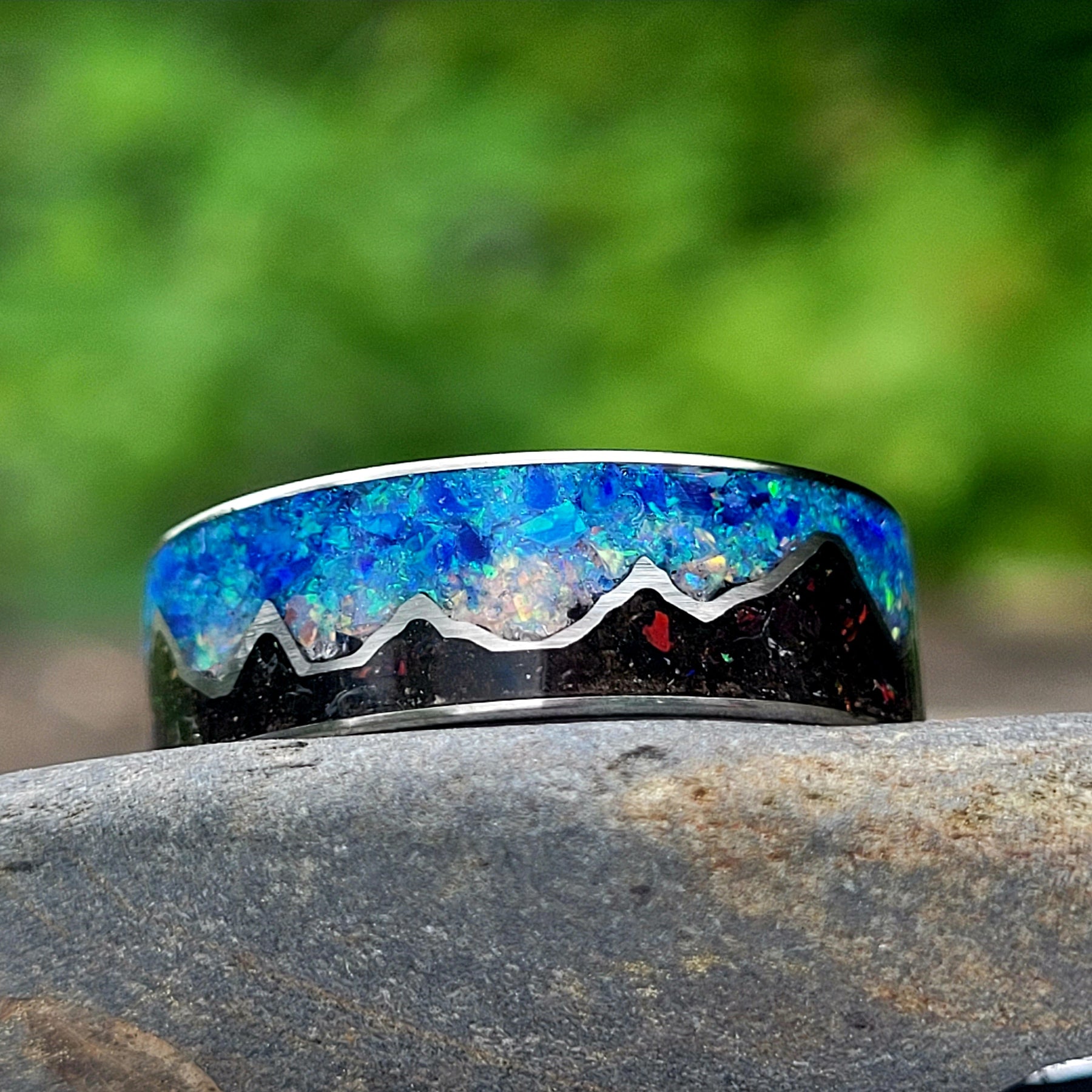 Keepsake Memory Ring "Mountains On My Mind" Titanium Band