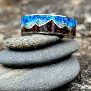 Keepsake Memory Ring "Mountains On My Mind" Titanium Band