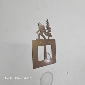 Bigfoot Metal Light Switch Cover – Forest Creature Plate – Powder Coated Steel (Single/Double Gang or Rocker) – Rustic Cabin