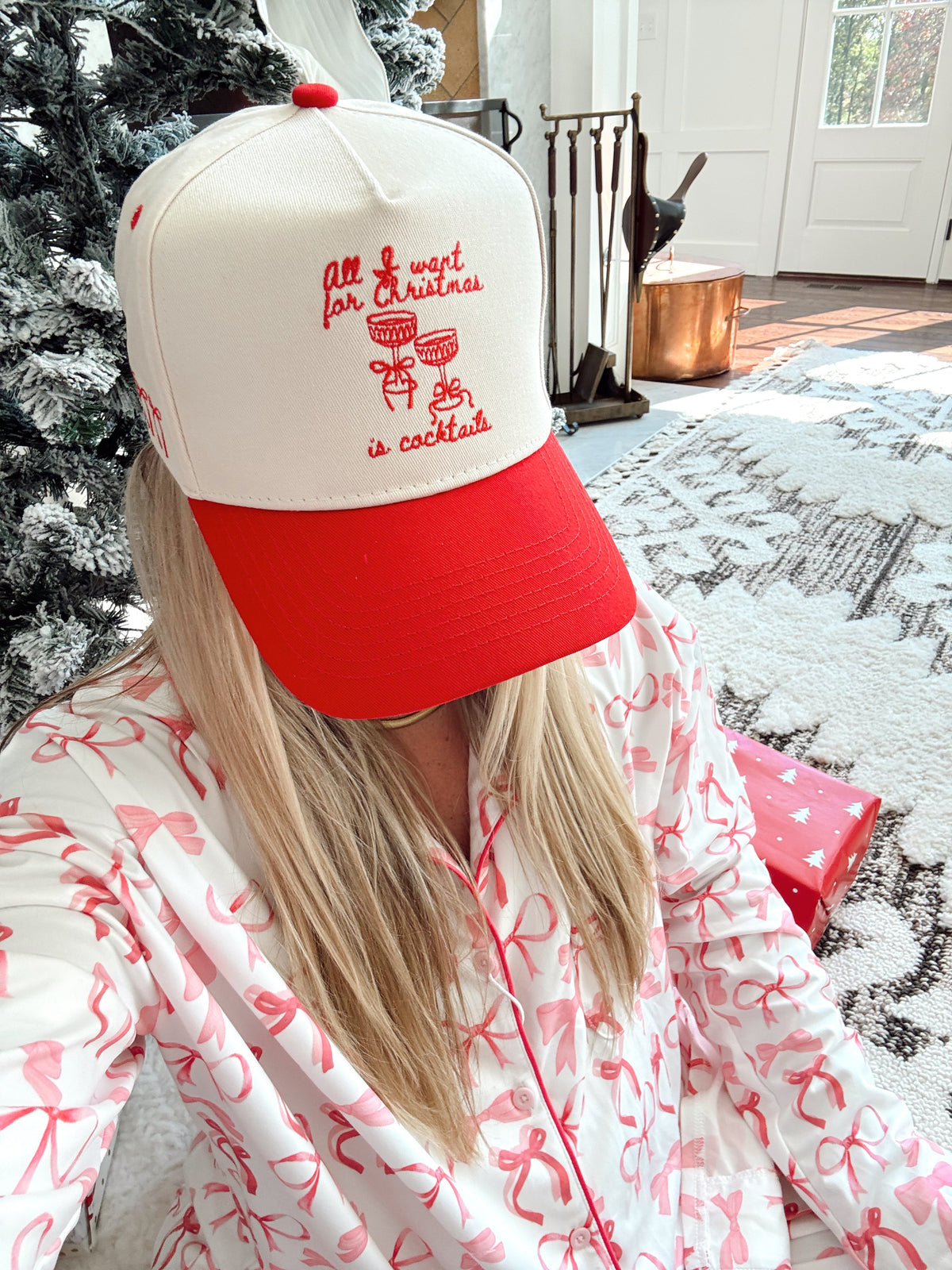 All I Want for Christmas is Cocktails - Red Vintage Trucker Hat by KenzKustomz, view 10