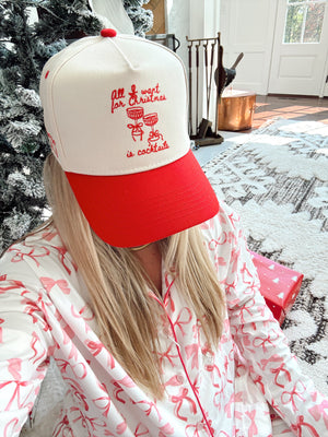 All I Want for Christmas is Cocktails - Red Vintage Trucker Hat by KenzKustomz, view 10