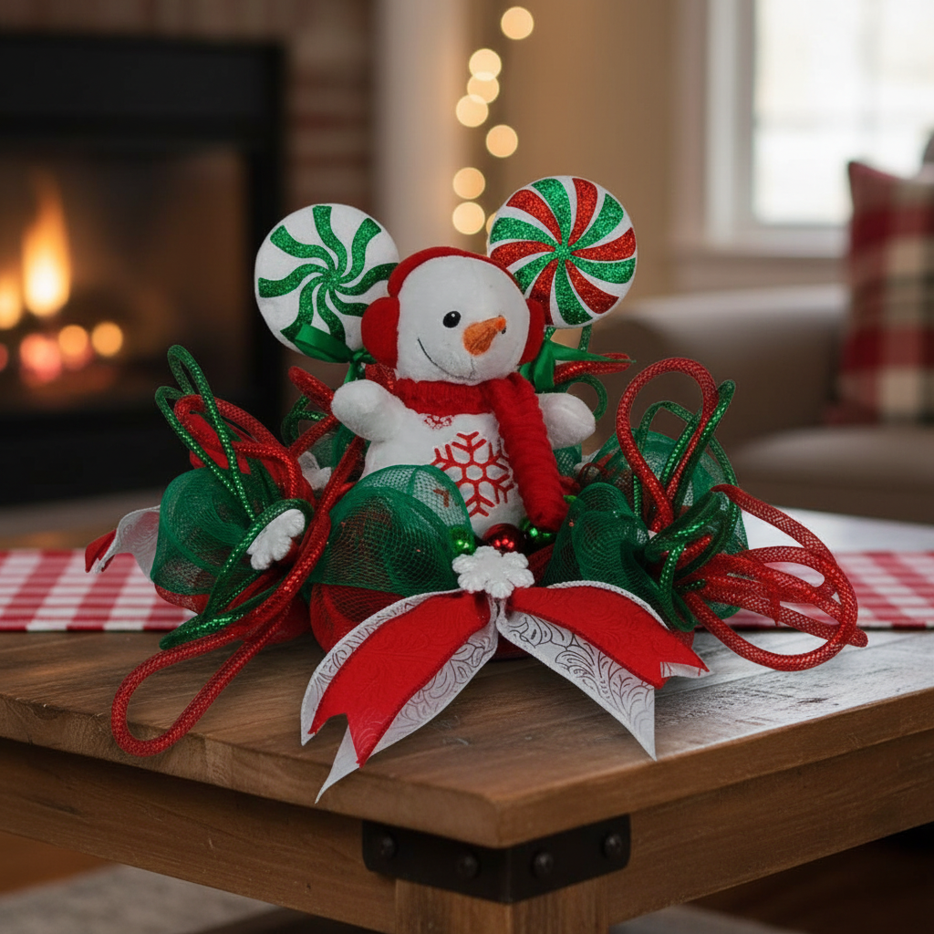 Centerpiece | Snowman Centerpiece | Holiday Lollipop Table Decoration detail view by Bouge Creations