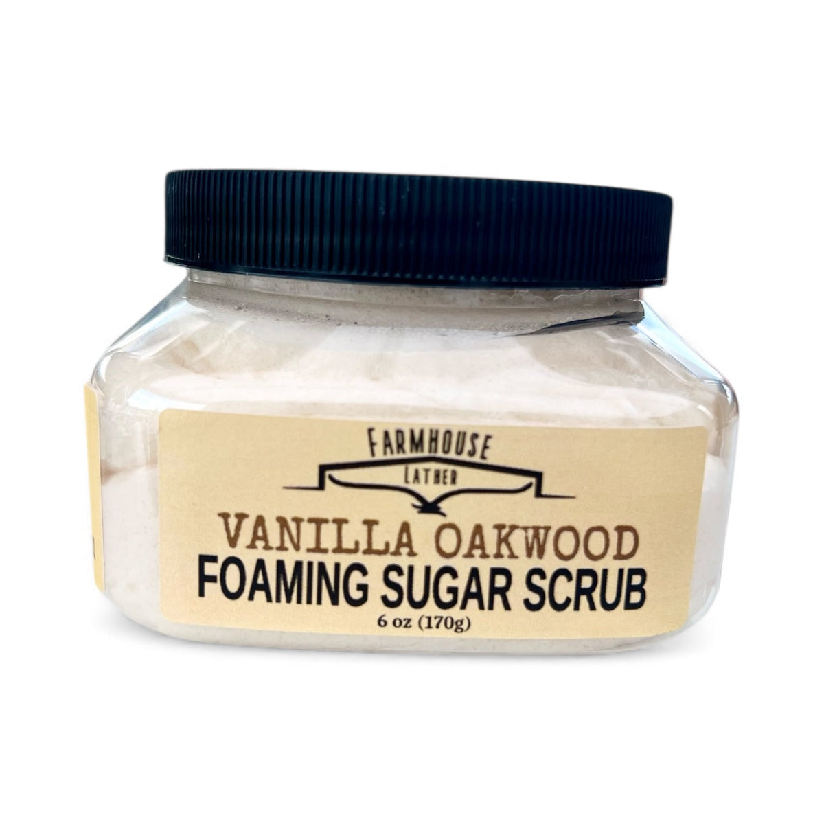 Vanilla Oakwood foaming sugar scrub by Farmhouse Lather
