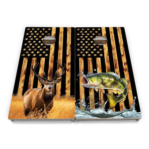 Rustic Flag Deer & Fish Cornhole Boards – Tournament Series