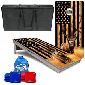 Complete Tournament Cornhole Bundle - Boards, Bags & Carrying Case - Colorful Deer/Fish
