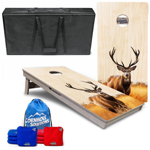 Complete Tournament Cornhole Bundle - Boards, Bags & Carrying Case - Colorful Deer/Fish