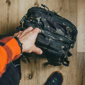 24 Hour PLUS Backpack 500D by Recycled Firefighter, handmade leather goods detail photo 10