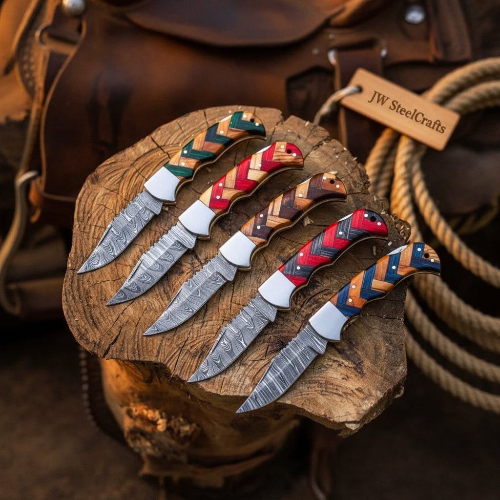 Wovencord Pocket Knife Set by JW SteelCrafts