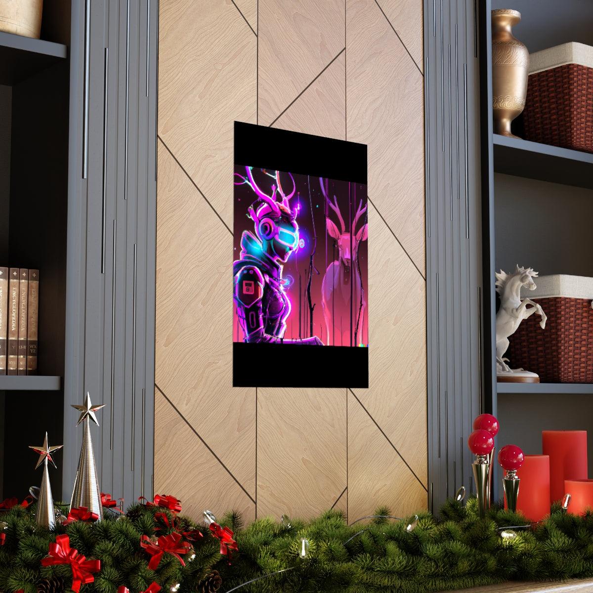 futuristic woman and deer Posters