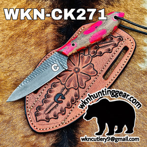 Textured Spear Point Dagger Knife with Pink product detail, view 2