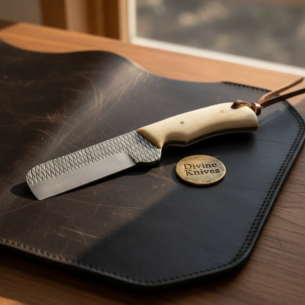 Rasp Steel Camel Bone Tanto Bull Cutter with Raw Texture by Divine Knives — view 1 of 1