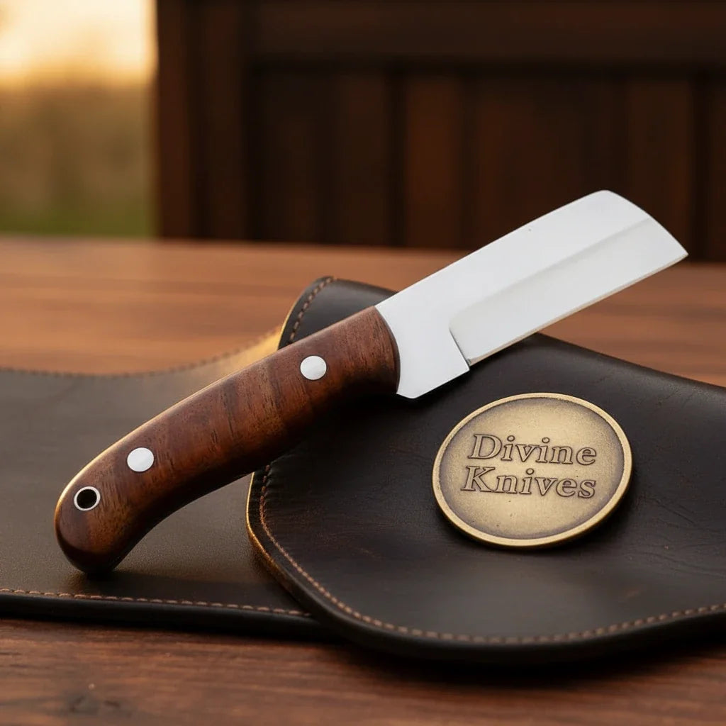 Rosewood D2 Steel Tanto Bull Cutter with Classic Wood Grip by Divine Knives — view 2 of 4
