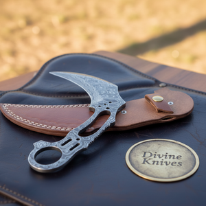 Damascus Skeletonized Karambit Blank Blade for Custom Work