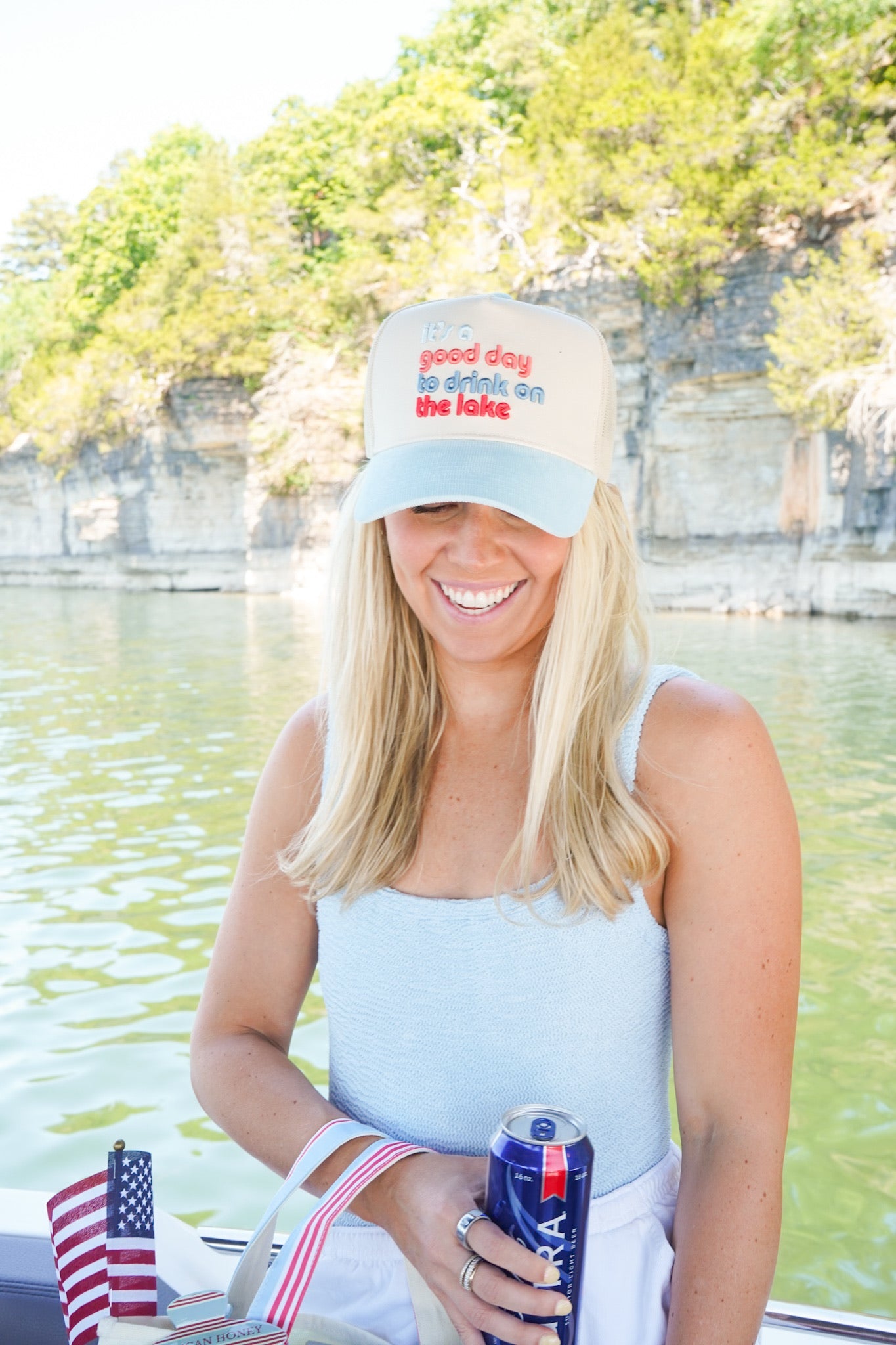 Good Day to Drink on the Lake - Baby Blue Corduroy Hat