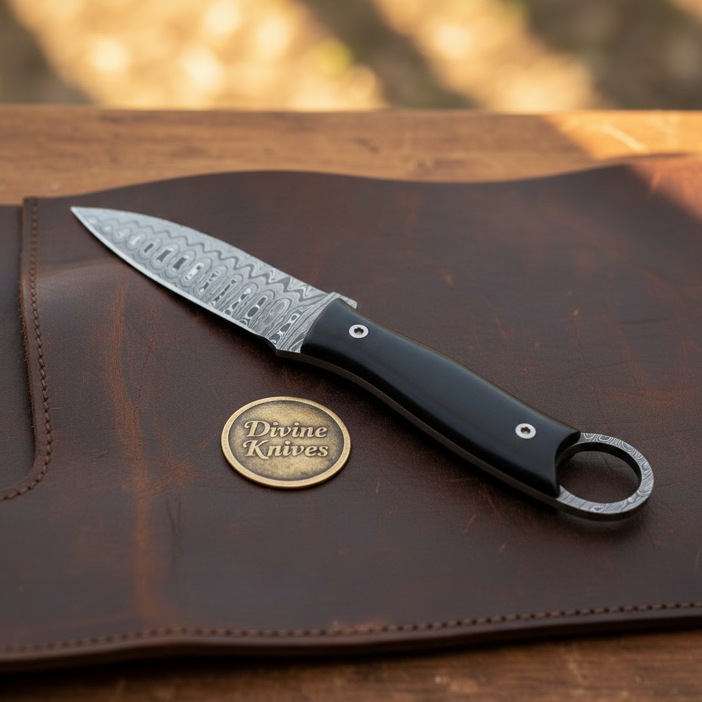 Rosewood Handle Ring Pommel Skinner Knife product detail, view 2