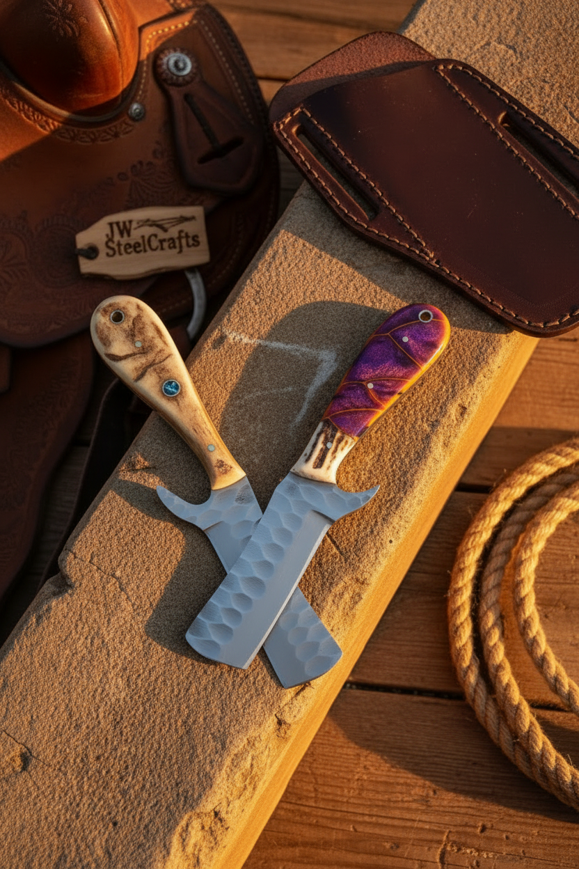 Canyon Trail Bull Cutter Set Dimple-Textured Carbon Duo by JW SteelCrafts — view 2 of 2