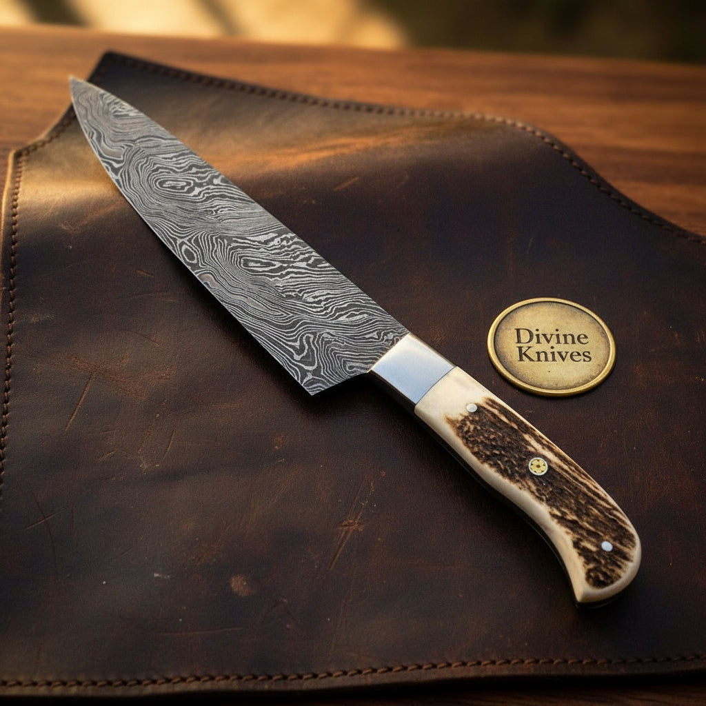 Stag Handle Chef Knife by Divine Knives