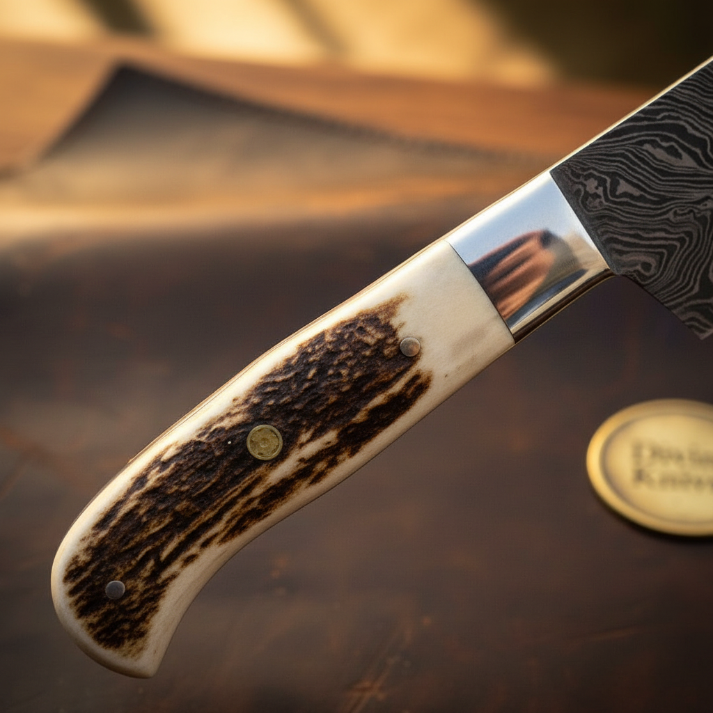 Stag Handle Chef Knife by Divine Knives — detail view 2