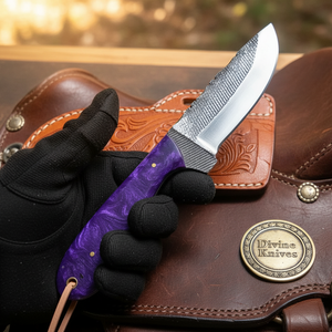 Purple Marbled Resin Rasp Skinner with by Divine Knives