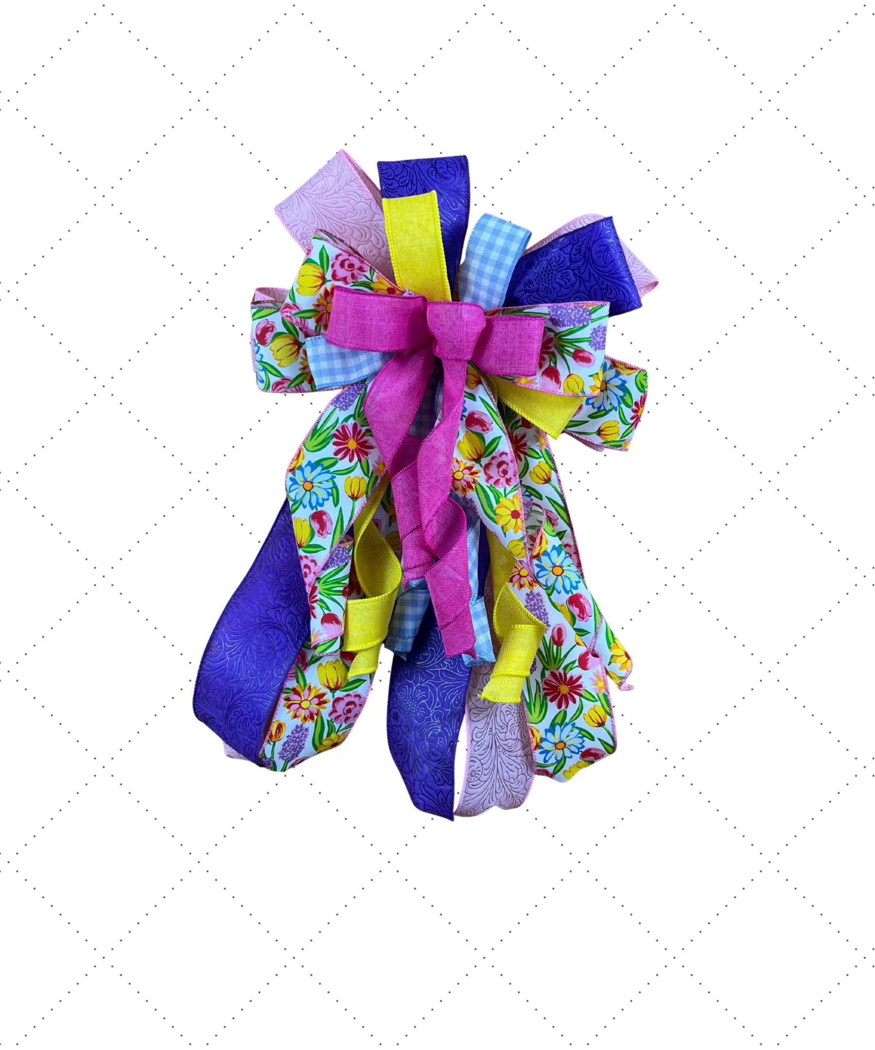 Spring Floral Wreath Bow | Pink, Yellow & Purple handmade by Bouge Creations